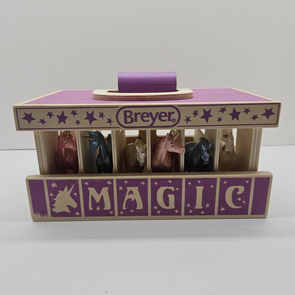 Breyer Unicorn Magic Wooden Stable Playset with 6 Stablemates Unicorns
